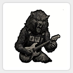 Wolf playing guitar Sticker